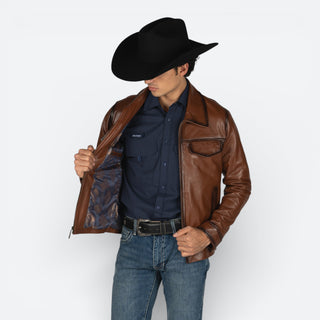 Chamarra Erick Cordova Florencia Piel Café Caballero