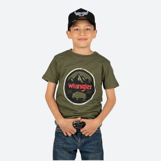 Playera Wrangler Montaña Olivo Niño