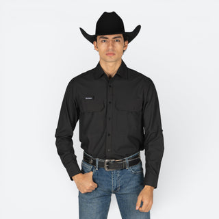 Camisa McAllen Coral Liso Negro Caballero