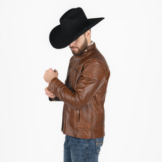 Chamarra Piel Camel Caballero