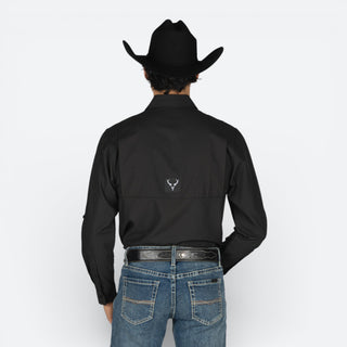 Camisa McAllen Coral Liso Negro Caballero