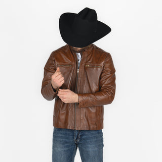 Chamarra Piel Camel Caballero