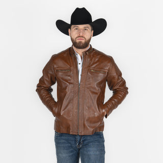 Chamarra Piel Camel Caballero