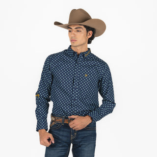 Camisa Ariat Team Powell FTD LS Shrt Navy Caballero