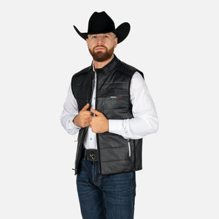 Chaleco Cuadra Cocodrilo Nobuck México 2026 Negro Caballero