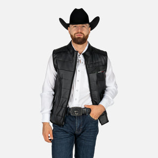 Chaleco Cuadra Cocodrilo Nobuck México 2026 Negro Caballero