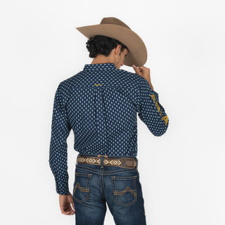 Camisa Ariat Team Powell FTD LS Shrt Navy Caballero