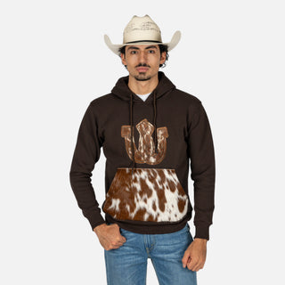 Sudadera Western Linen Pelo Herradura Choco Caballero