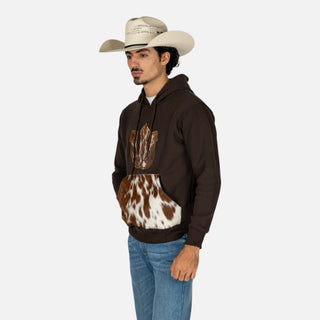 Sudadera Western Linen Pelo Herradura Choco Caballero