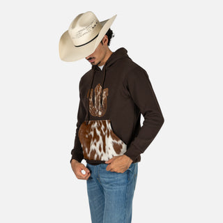 Sudadera Western Linen Pelo Herradura Choco Caballero