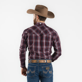 Camisa Wrangler Cuadros Vino Caballero