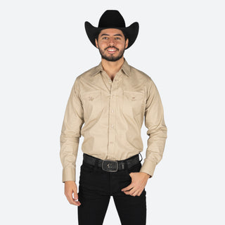 Camisa Rodeo Beige Liso Caballero