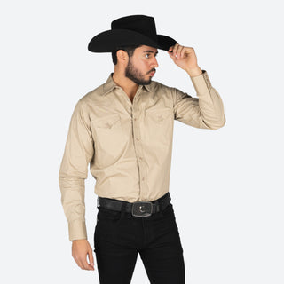 Camisa Rodeo Beige Liso Caballero