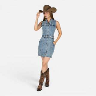 Vestido Rock & Roll Denim Medium Wash Dama