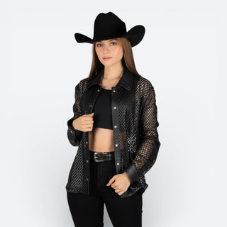 Sobrecamisa Cuadra Borrego Negro Dama