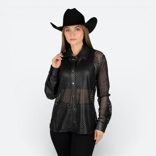 Sobrecamisa Cuadra Borrego Negro Dama