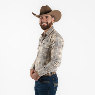 Camisa Wrangler Cuadros Beige Caballero