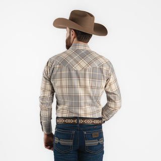 Camisa Wrangler Cuadros Beige Caballero