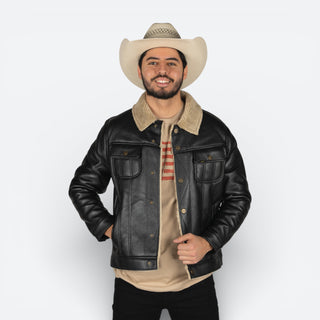 Chamarra Lee De Piel Negro Caballero