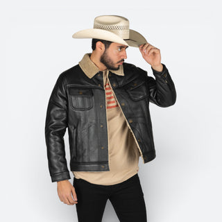 Chamarra Lee De Piel Negro Caballero