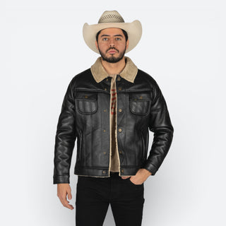 Chamarra Lee De Piel Negro Caballero