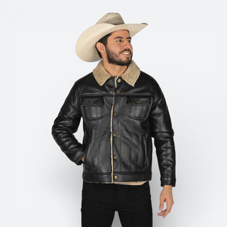Chamarra Lee De Piel Negro Caballero