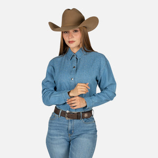 Camisa Rock & Roll Denim Medium Wash Dama