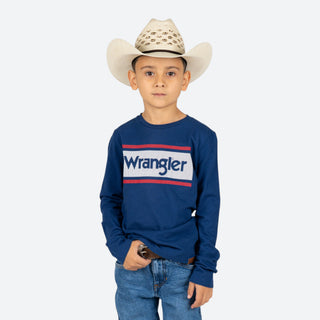 Playera Wrangler Logo Azul Niño