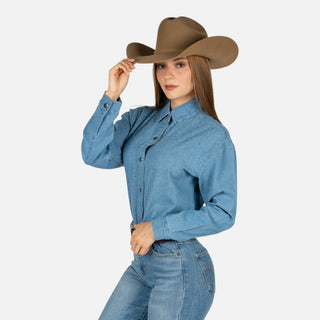 Camisa Rock & Roll Denim Medium Wash Dama