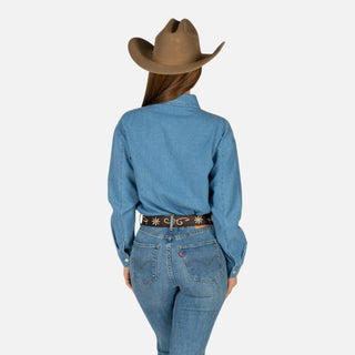 Camisa Rock & Roll Denim Medium Wash Dama