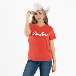 Blusa Rock & Roll Denim Western Red Dama