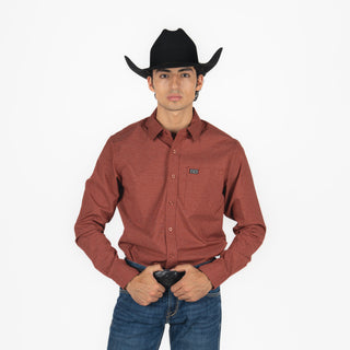Camisa Kimes Ranch Linville Long Sleeve Solid Dark Red Caballero