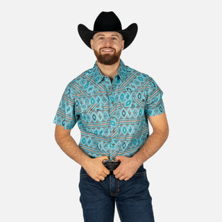 Camisa Rock & Roll Denim Aztec Turqoise Caballero