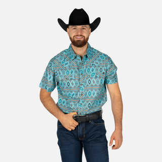 Camisa Rock & Roll Denim Aztec Turqoise Caballero