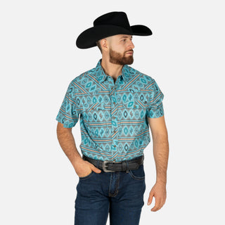 Camisa Rock & Roll Denim Aztec Turqoise Caballero