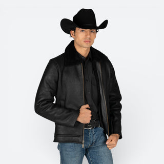 Chamarra Erick Cordova Ecuador De Piel Negro Caballero