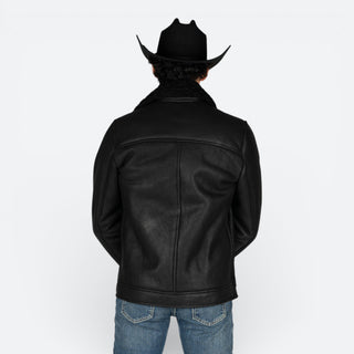 Chamarra Erick Cordova Ecuador De Piel Negro Caballero