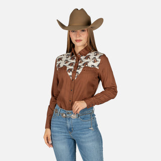 Camisa Panhandle Horse Brown Dama