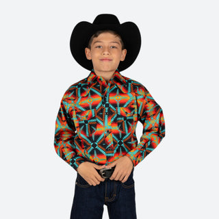 Camisa Rock & Roll Denim Aztec Aqua Niño