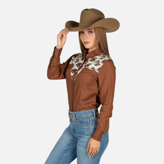 Camisa Panhandle Horse Brown Dama