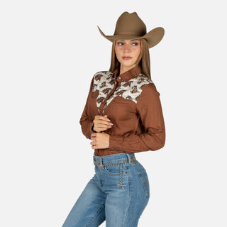 Camisa Panhandle Horse Brown Dama