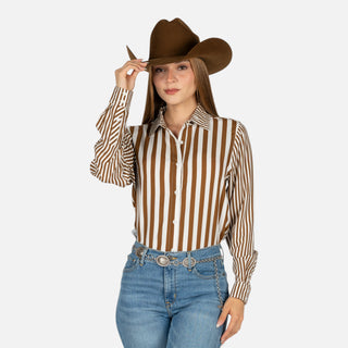 Camisa Panahndle Rayas Beige Dama
