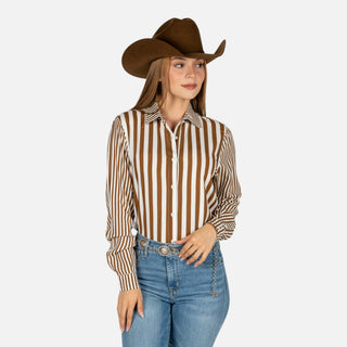 Camisa Panahndle Rayas Beige Dama