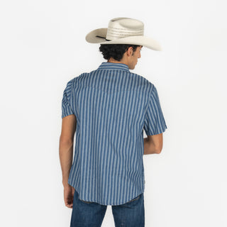 Camisa Kimes Ranch Shifter Indigo Stripe Caballero