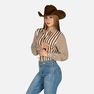 Camisa Panahndle Rayas Beige Dama