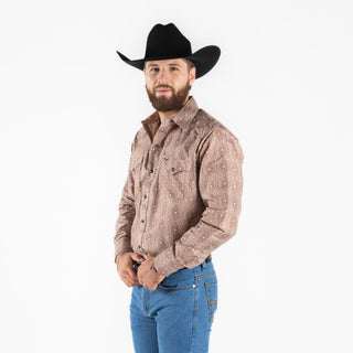 Camisa Rodeo Estampado Café Caballero
