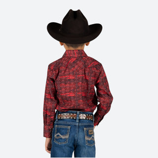 Camisa Rodeo Estampado Rojo Niño