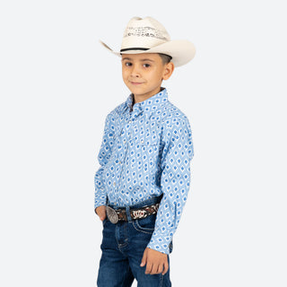 Camisa Wrangler Estampado Azul Niño