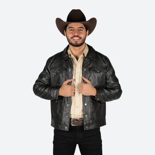 Chamarra Wrangler Piel Negro Caballero