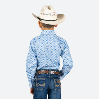 Camisa Wrangler Estampado Azul Niño